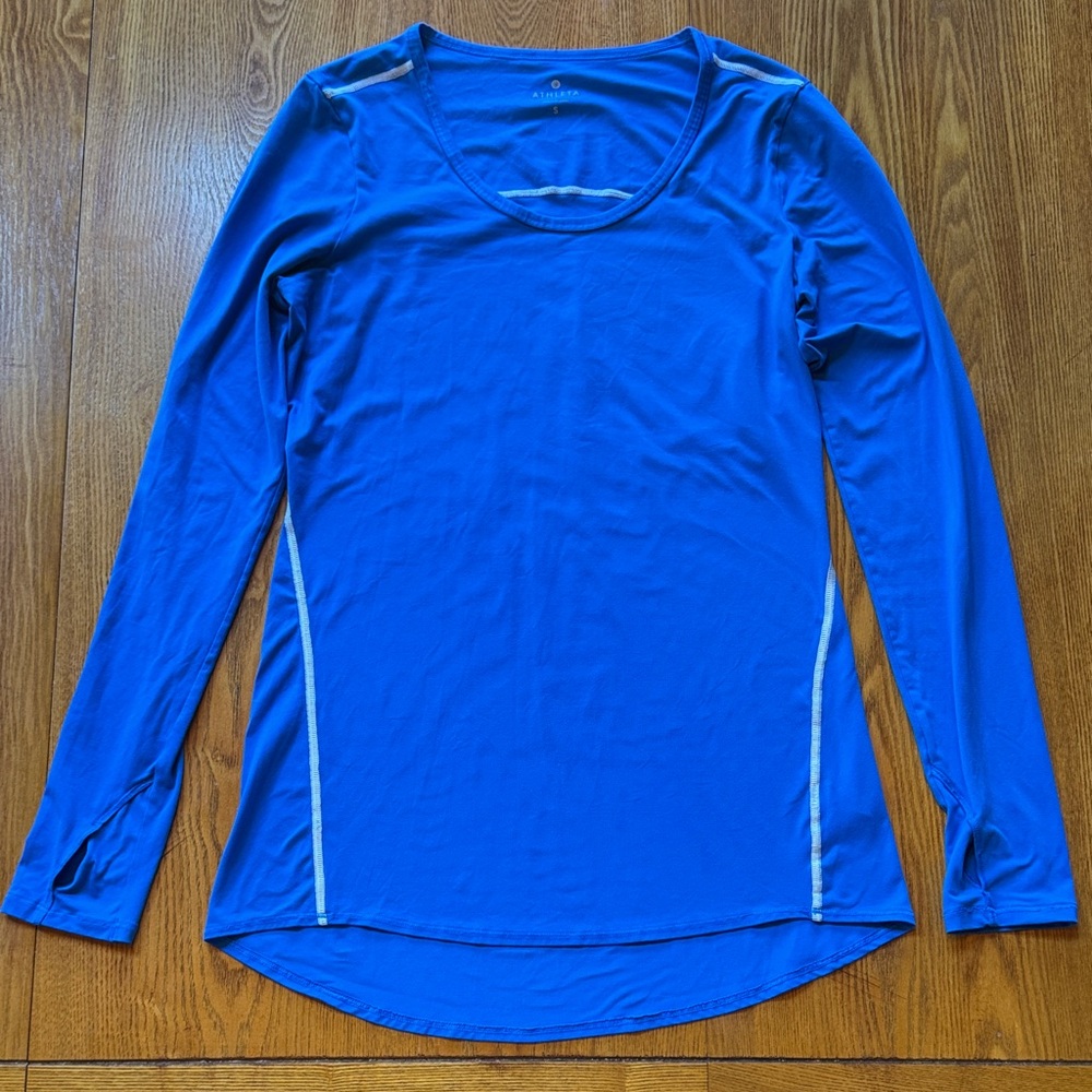Athleta Blue Long Sleeve Women's Small Top w/ Thumb Holes Excellent Condition